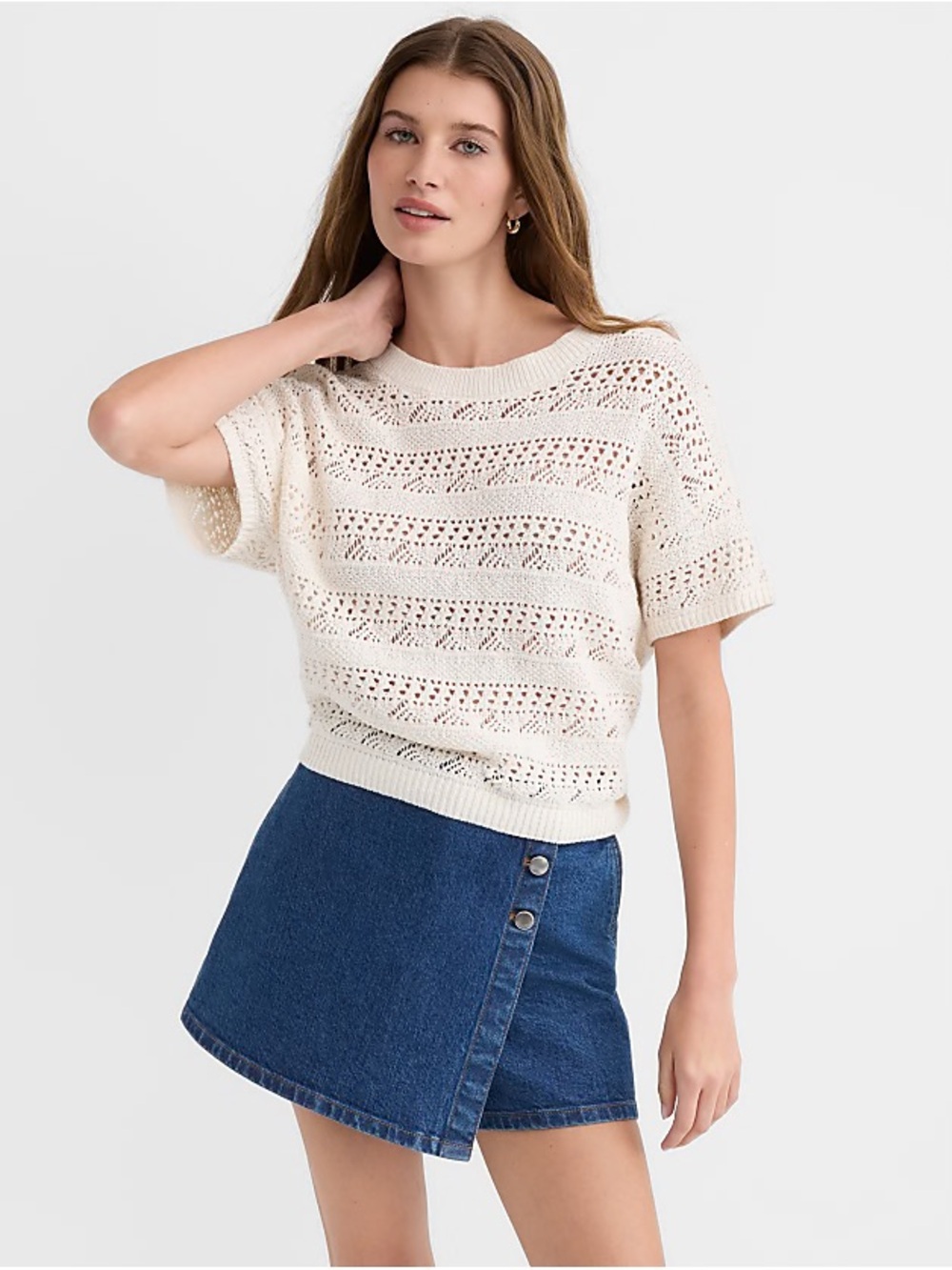 LOFT Pointelle Relaxed Sweater Tee